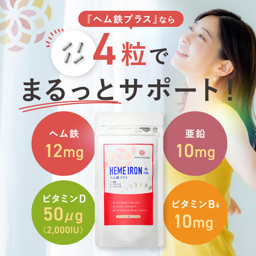 ヘム鉄プラス《 新発売！ヘム鉄と亜鉛・ビタミンB6・ビタミンDをバランス良く配合 》