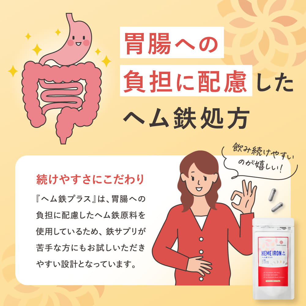 ヘム鉄プラス《 新発売！ヘム鉄と亜鉛・ビタミンB6・ビタミンDをバランス良く配合 》